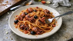 Spaghetti con moscardini: il primo di mare al pomodoro che profuma di casa